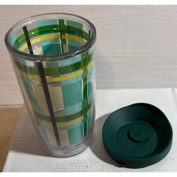 Tervis Fiesta 16 Oz Insulated Tumbler With Lid & Colorful Green Plaid Design - Picture 5 of 7